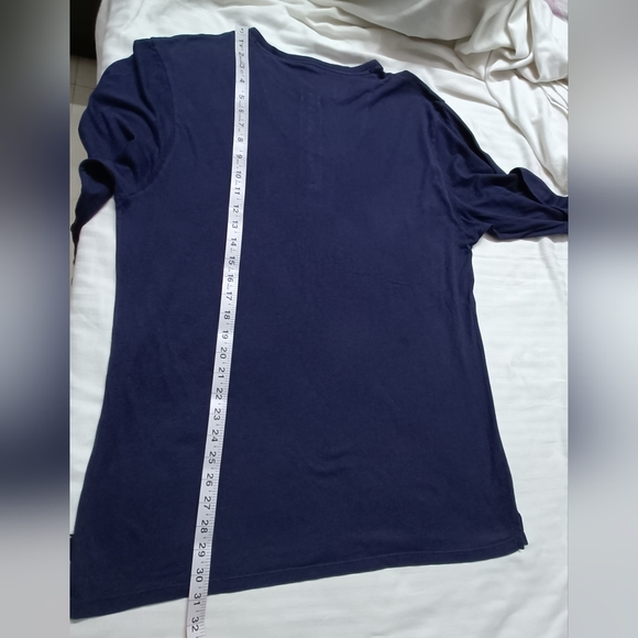 Autograph Navy Blue Pure Cotton Fullsleeve Men's T- Shirt - Picture 6 of 6